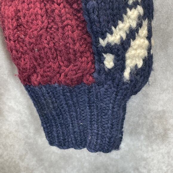 Vtg Embassy Row XL Blue Green Red Wool Sweater Color Block Cable Knit Crew Men's - Picture 4 of 7